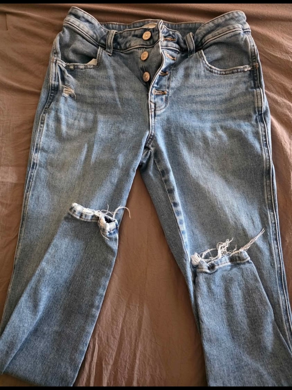 Maurices Light Blue Distressed Straight-Leg Jeans